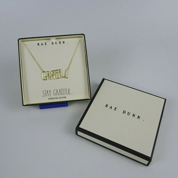 New Rae Dunn GRATEFUL Necklace 14K Gold Plated - Picture 2 of 8